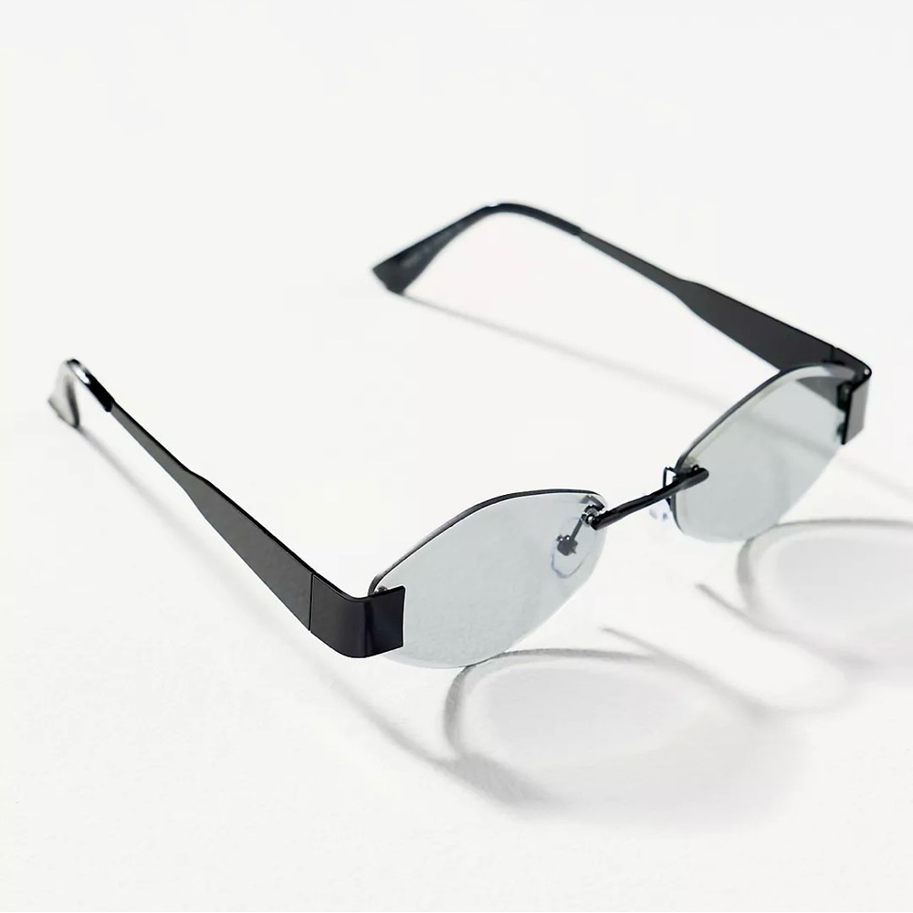 *New* Anthropolgie I-Sea Black Metal Geo Oval Sunglasses